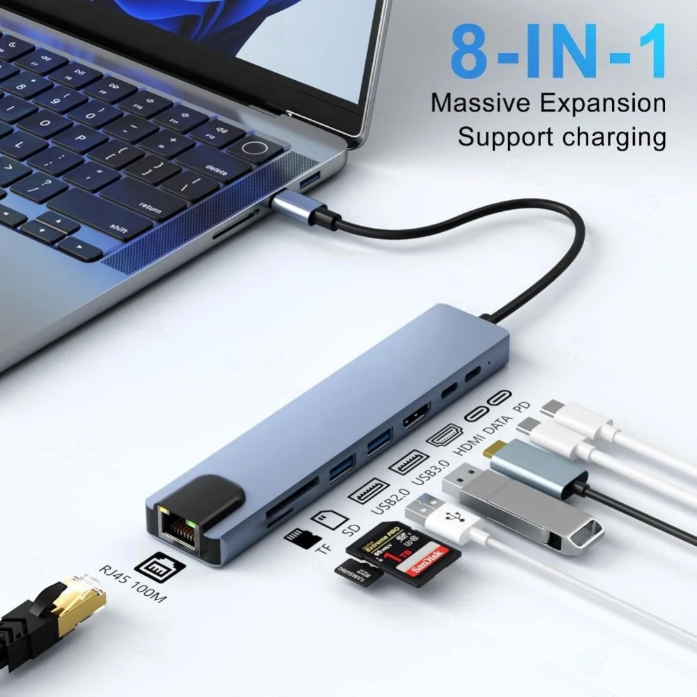 Hub USB C 8/7 en 1, Adaptador  - Hdmi Adapter Tablet reseña y precio