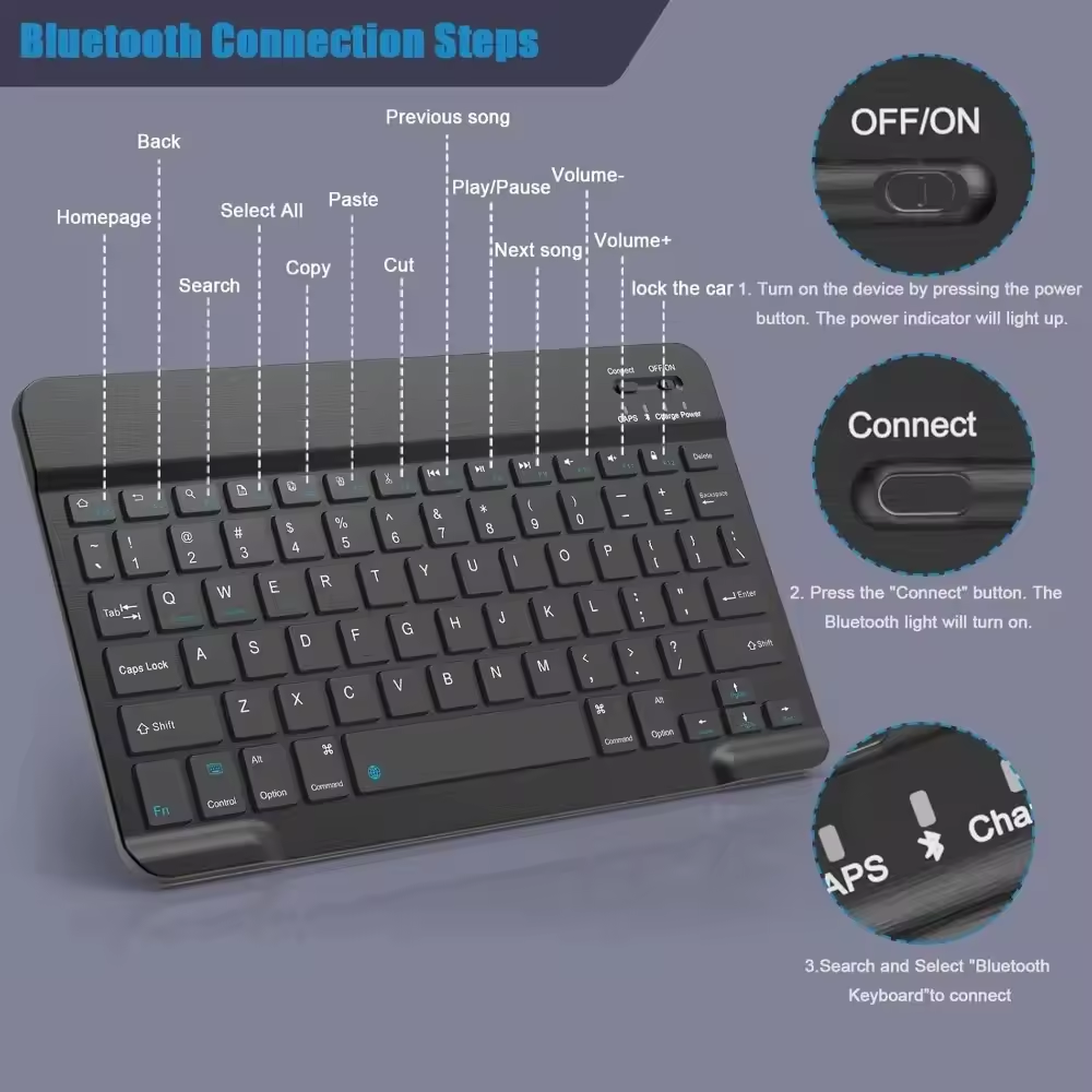 Teclado inalámbrico Bluetooth  - Tablet Accessories Keyboard reseña y precio